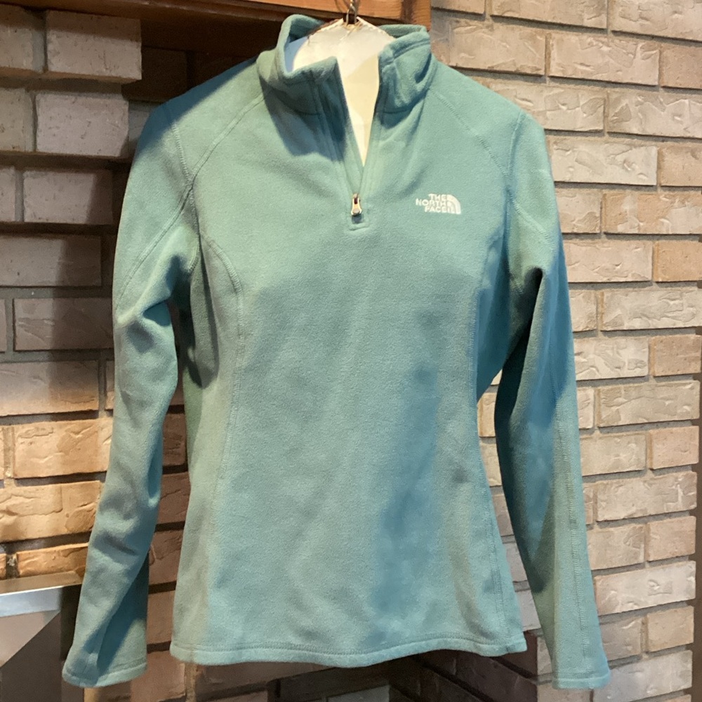 The North Face Aqua teal Quarter-Zip soft Fleece long sleeve shirt top